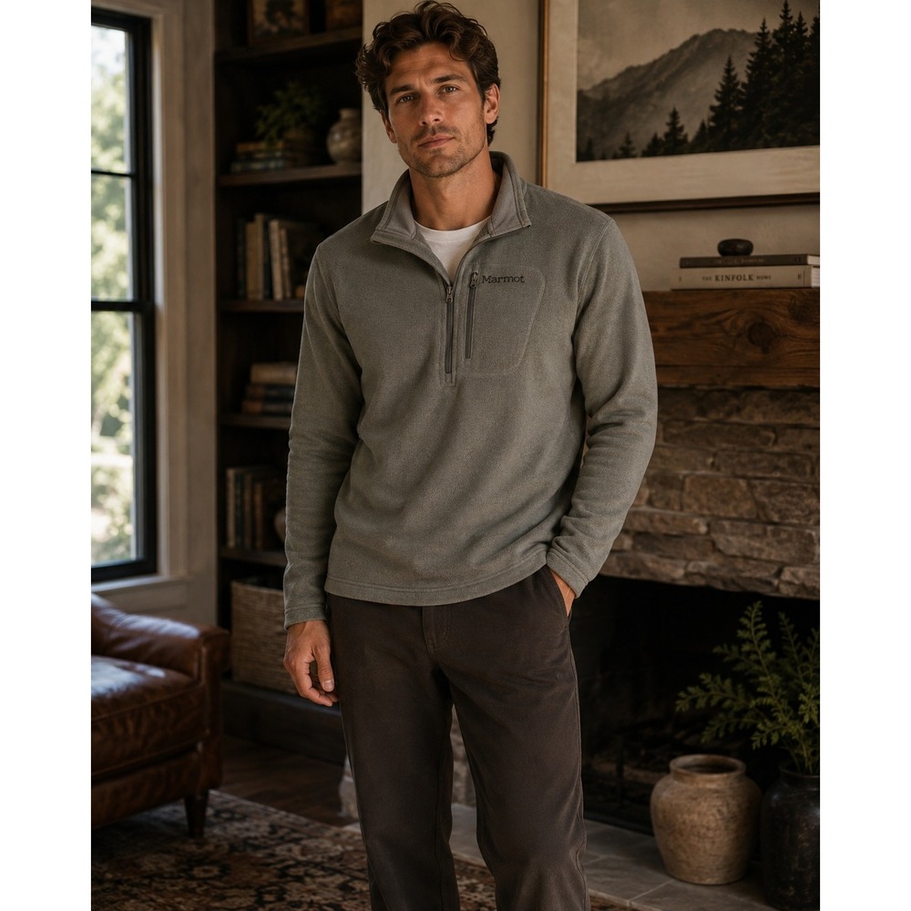 Marmot Pullover Men XXL Gray Fleece Gorpcore Outdoor Hiking Quarter Zip